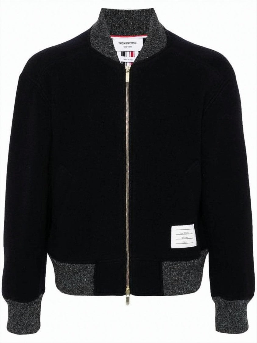 Thom Browne Tricolor Stripe Wool Bomber Jacket