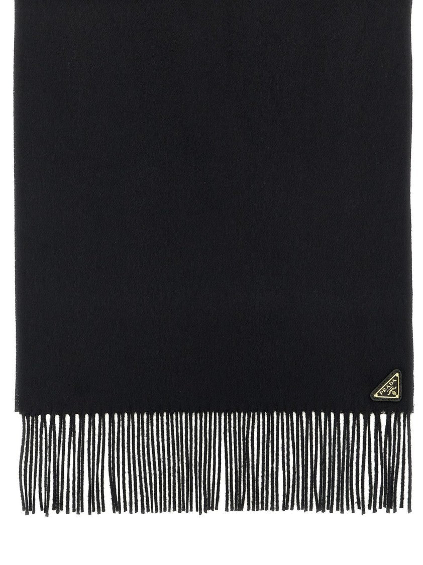Prada Prada Triangular Logo Cashmere Silk Scarf