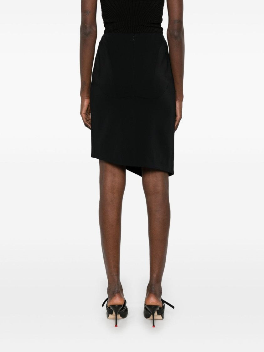 Mugler Black Asymmetric Side Slit Seam Skirt