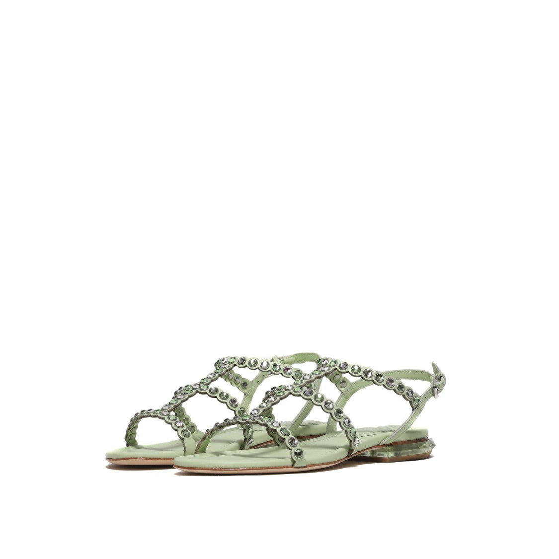 Ash Saphir Model Sandal In Green Leather