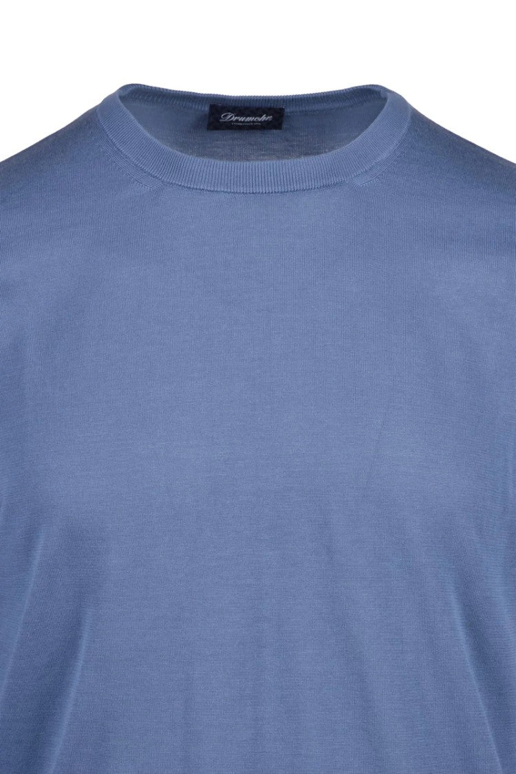 Drumohr Cotton Crew Neck Sweater - Blue