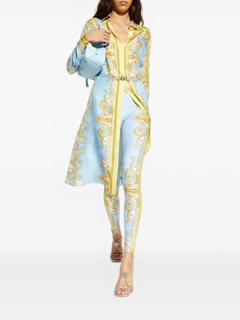 Versace Light Blue Baroque Pattern Work-Out Leggings