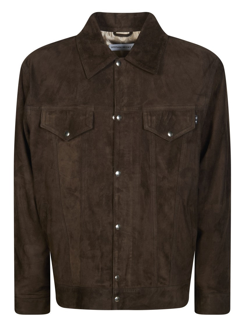 Department 5 Brown Suede Boxy Snap Jacket