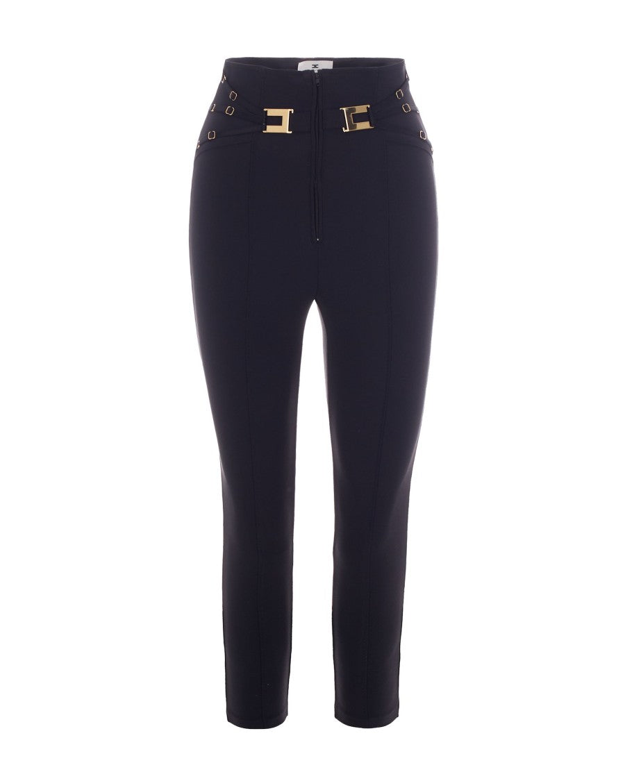 Elisabetta Franchi Black Stretch Double Crêpe Pants