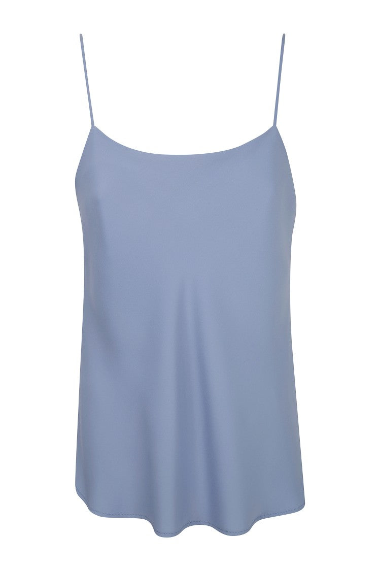 Herno Sleeveless Blue Top With Spaghetti Straps