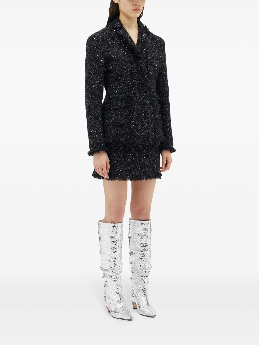 Msgm Black Tailored Textured Cotton Casual Jacket