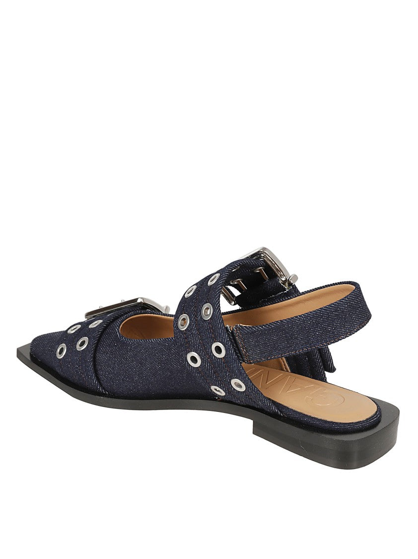 Ganni Slingback Flat Shoes With Pointed Toe