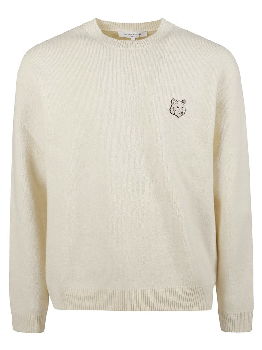 Maison Kitsuné Fox Head Embroidered Minimalist Wool Sweater