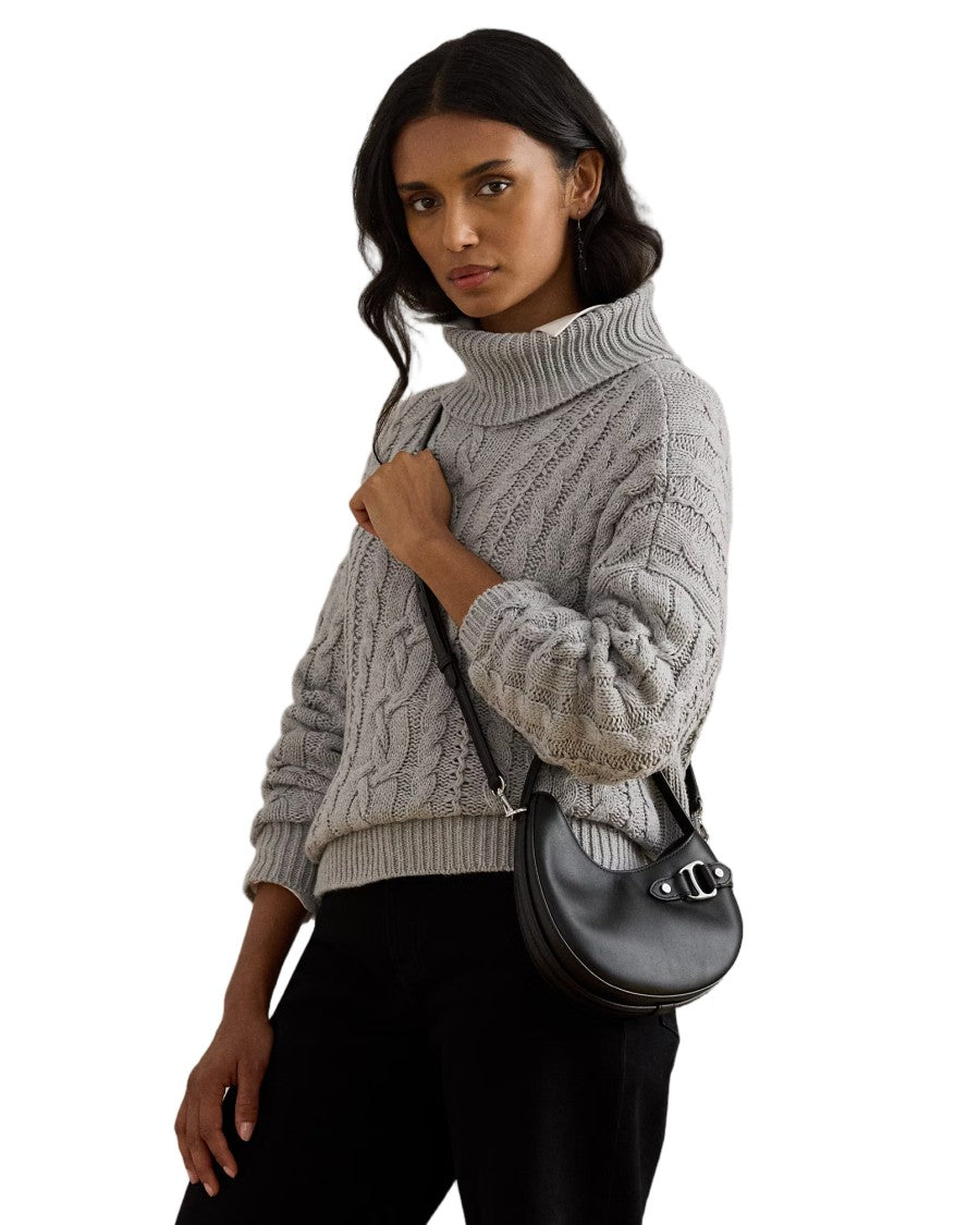 Lauren Ralph Lauren Crescent-Shaped Black Crossbody Bag