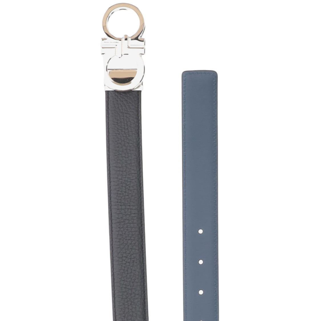 Salvatore Ferragamo Black Double Hook Reversible Leather Belt
