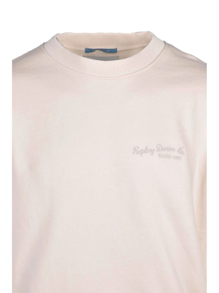 Replay White Crewneck Cotton Sweatshirt