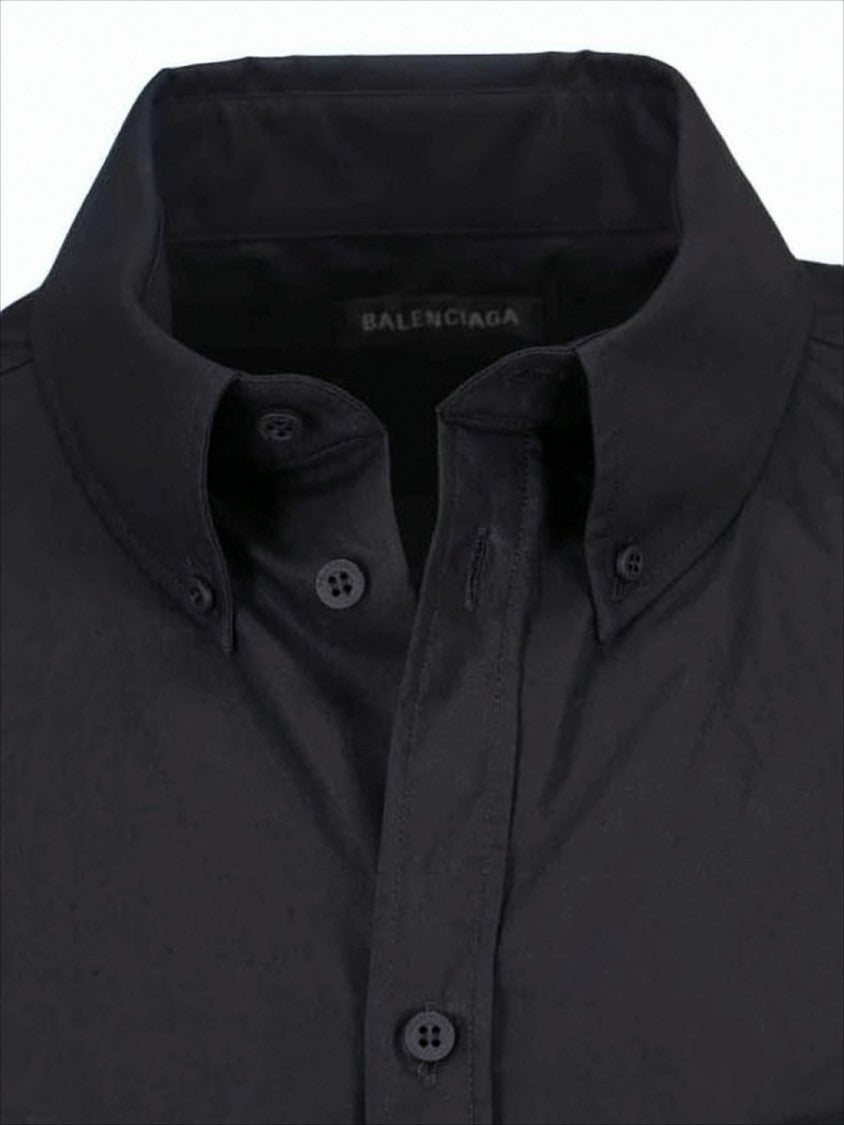 Balenciaga Short-Sleeved Black Cotton Shirt With Boxy Silhouette