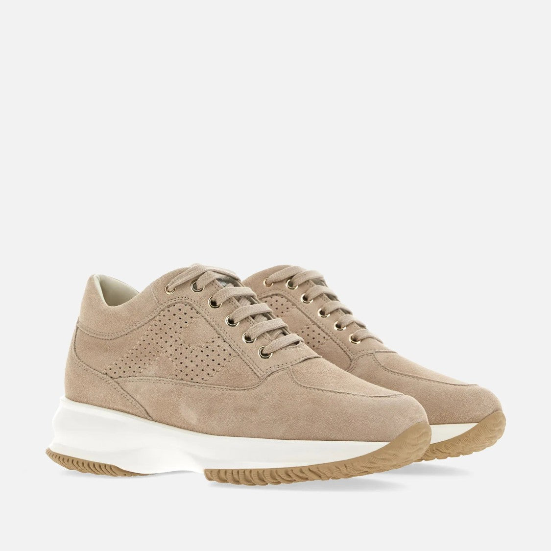 Hogan Interactive Perforated Lace-Up Sneakers In Goatskin