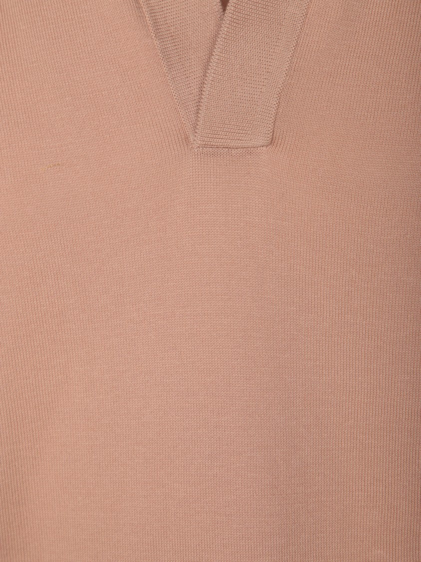 Dell'oglio Classic V-Neck Pink Polo T-Shirt