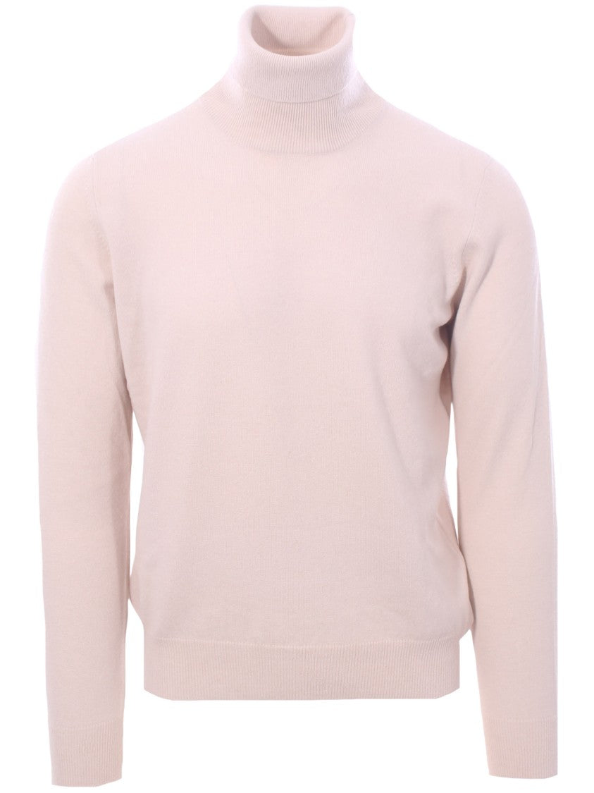 Gran Sasso Light Beige Turtleneck Sweater With Fitted Ribbed Details