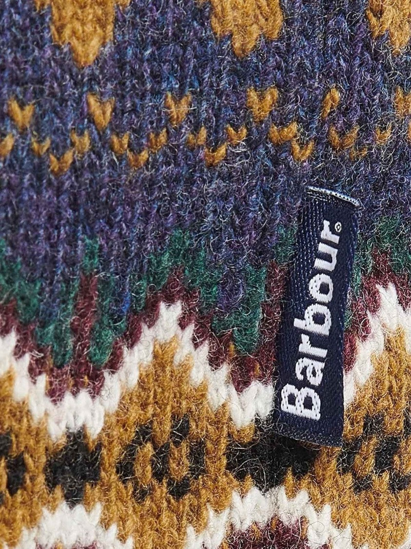 Barbour Richly Patterned Crew Neck Sweater With Geometric Motifs