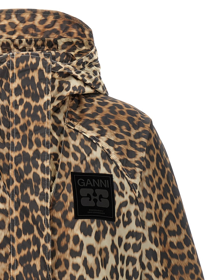 Ganni 'Leopard Print Nylon' Windbreaker