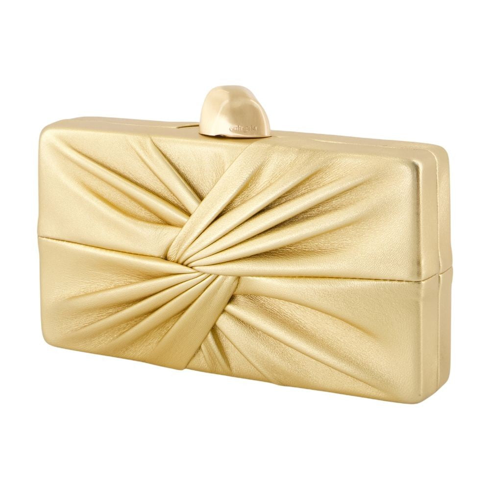 Cult Gaia Sculptural Gold Calfskin Lisse Clutch
