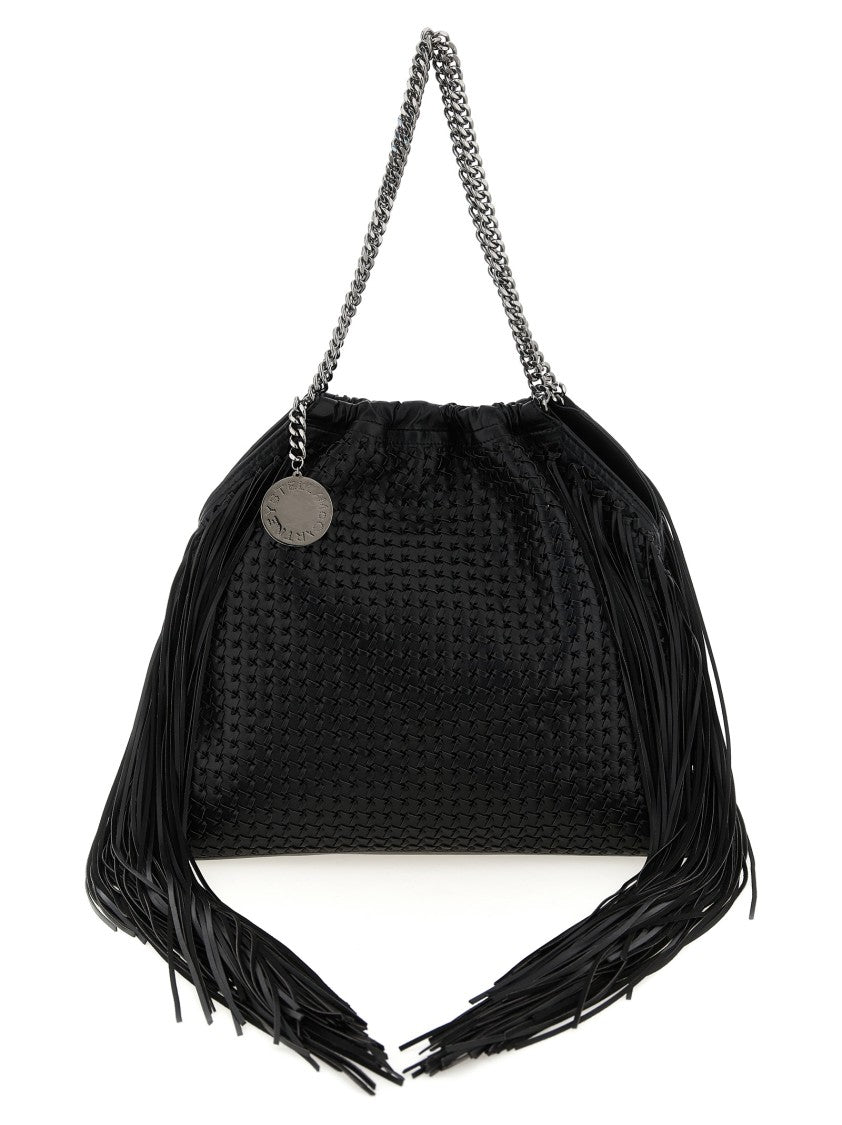 Stella Mccartney Medium Shoulder Bag In Woven Vegan Leather With Fringes And Chain Handle