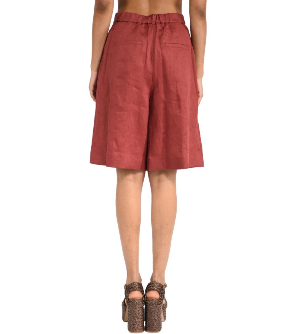 Max Mara Red Virgin Wool Casual Shorts