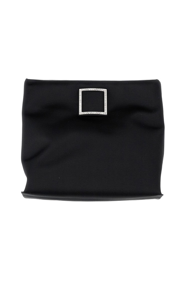 Roger Vivier Rectangular Black Clutch With Sparkling Square Buckle