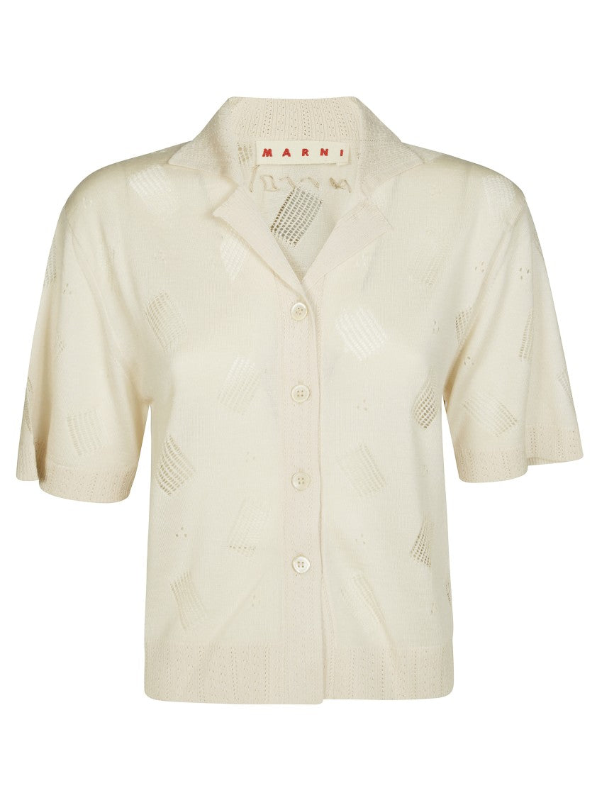 Marni Short-Sleeved Relaxed Fit Shirt With Textured Pattern