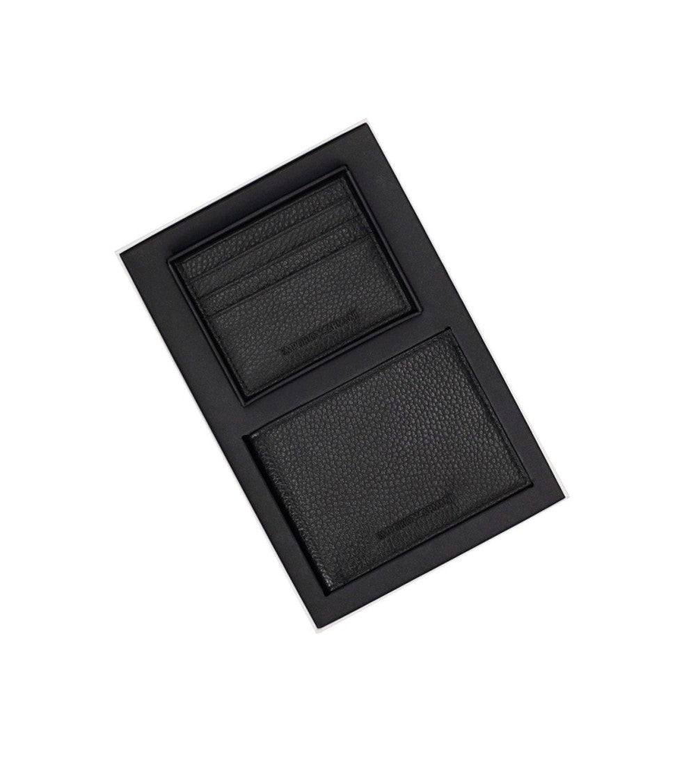 Emporio Armani Black Wallet+Card Holder Set
