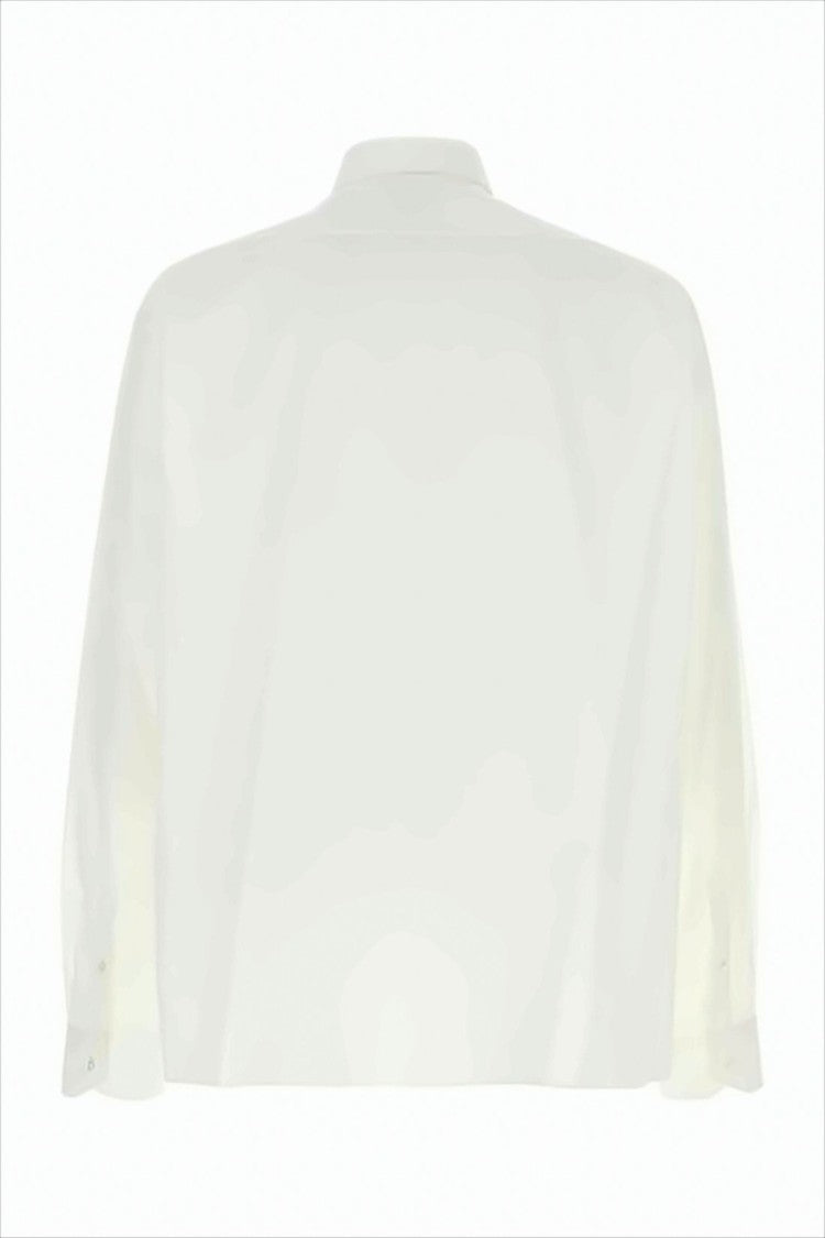Fendi Cropped White Long-Sleeve Shirt With Classic Collar