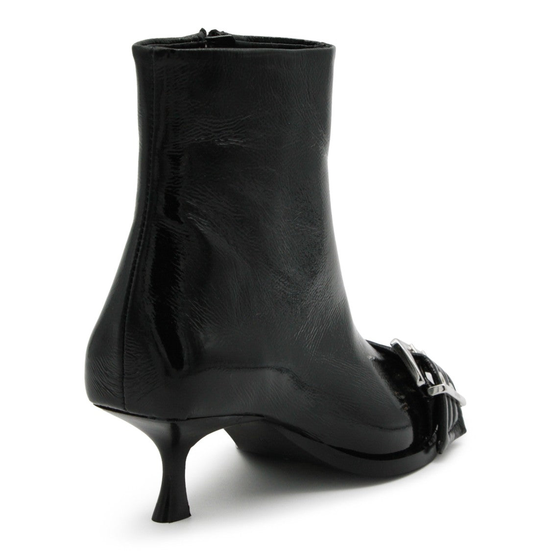 Ganni Black Leather Kitten Low Heel Boots