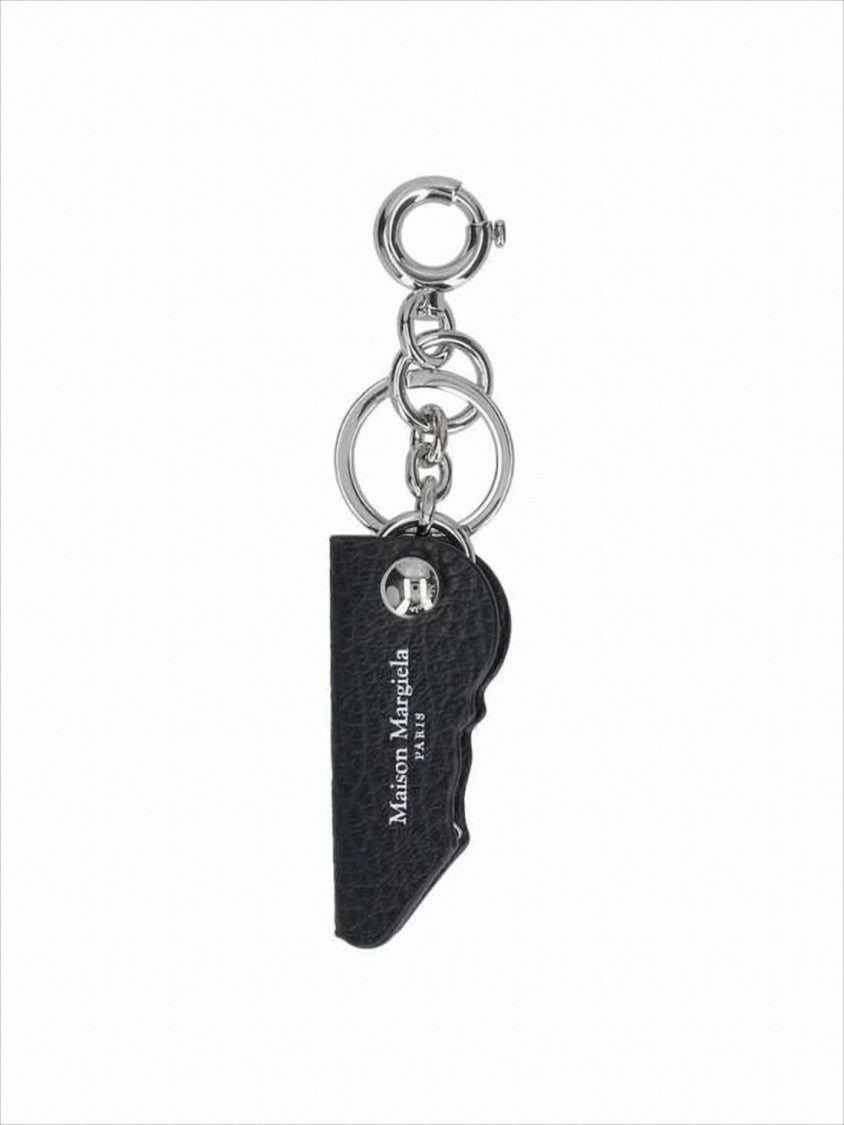 Maison Margiela Textured Leather Keyring With Distinctive Wavy Edge