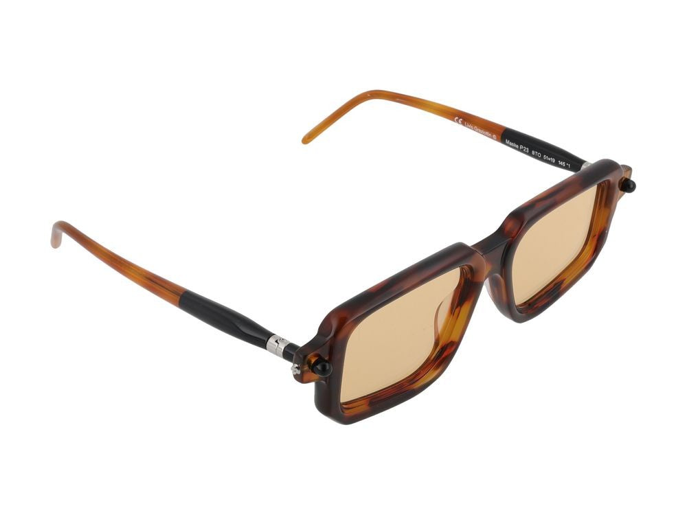 Kuboraum Tortoiseshell Acetate Metallic Accent Square Sunglasses