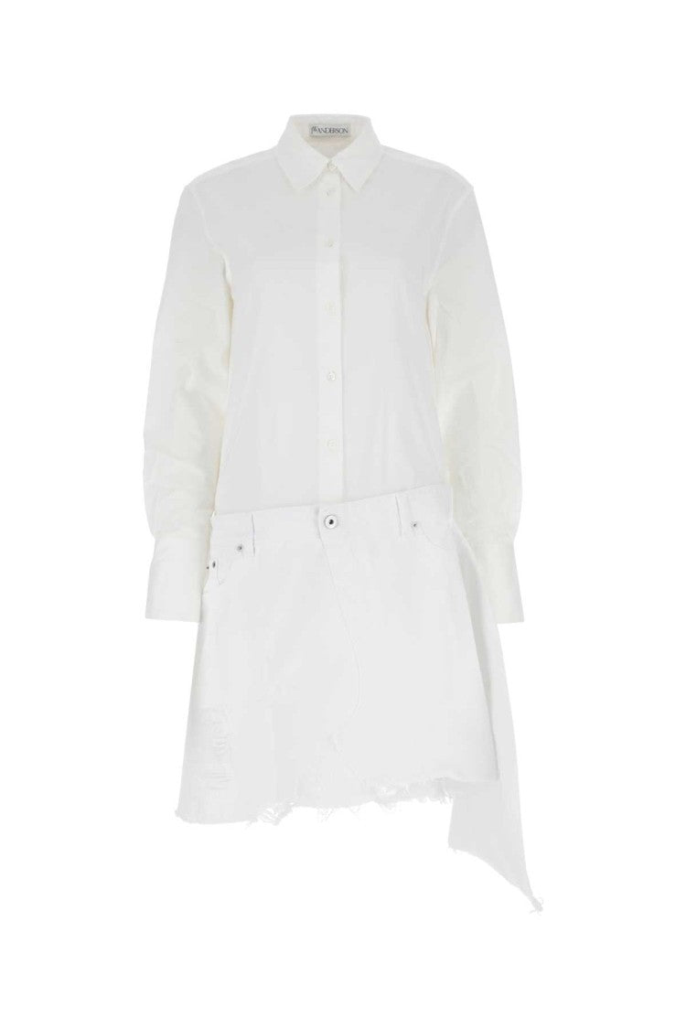 J. W. Anderson White Poplin And Denim Dress