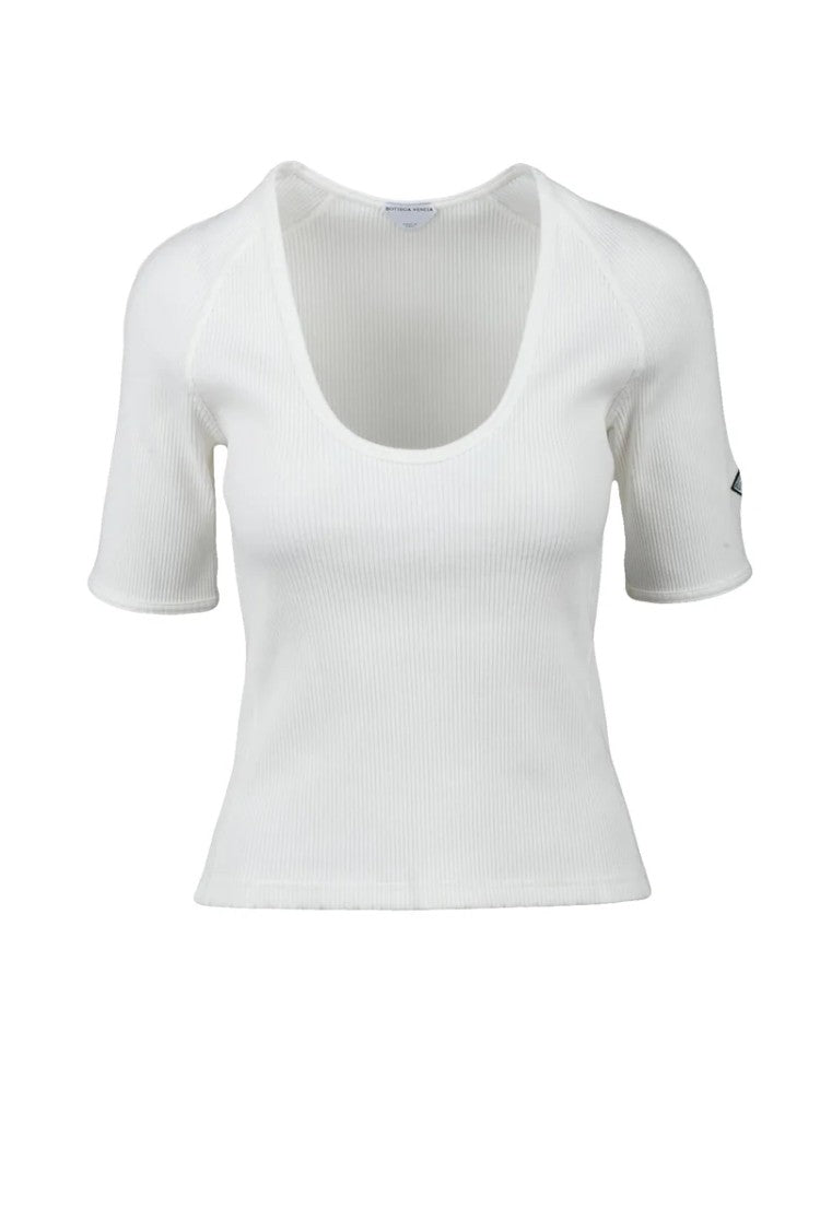 Bottega Veneta Shaped Rib-Knit Top - White