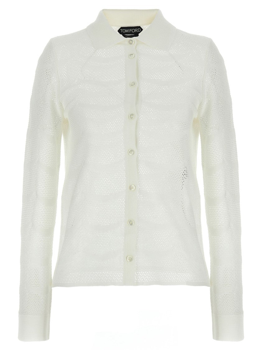Tom Ford Openwork Silk-Cotton Cardigan With Button Closure