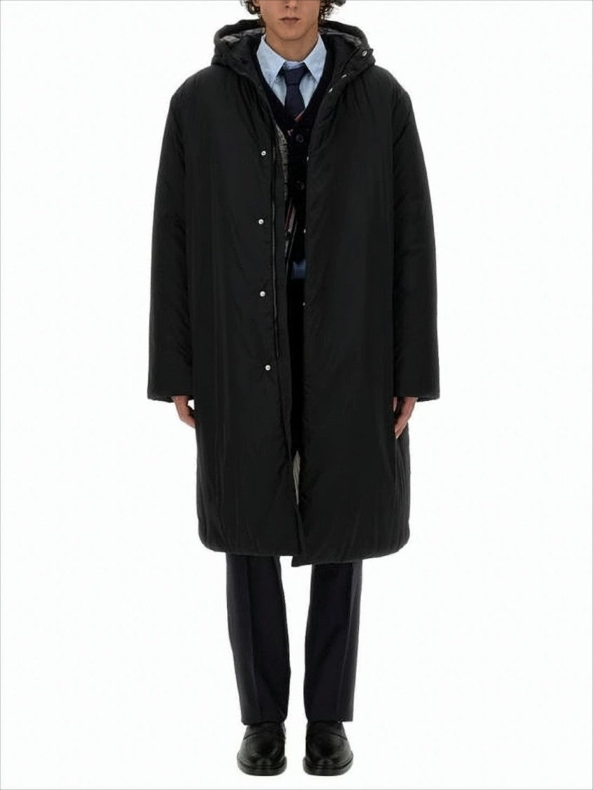 Thom Browne Long Padded Coat With High Collar And Hood
