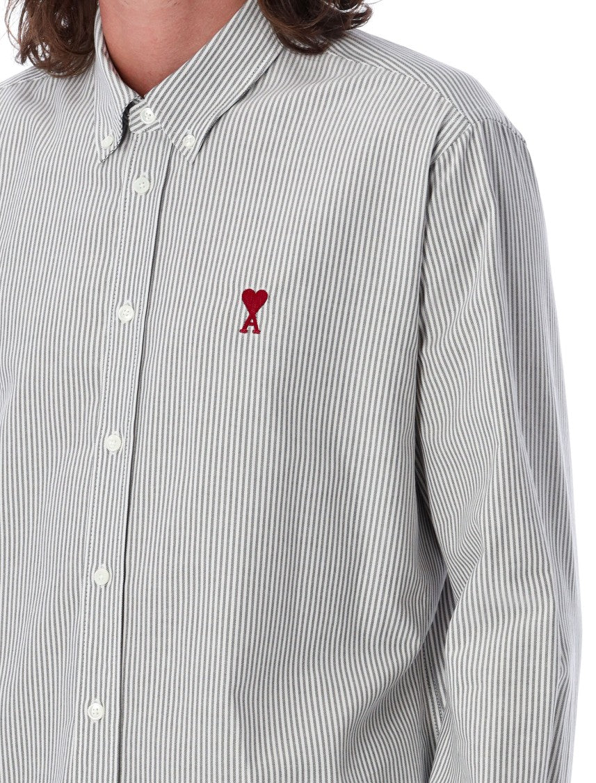 Ami Paris White Striped Ami De Coeur Shirt