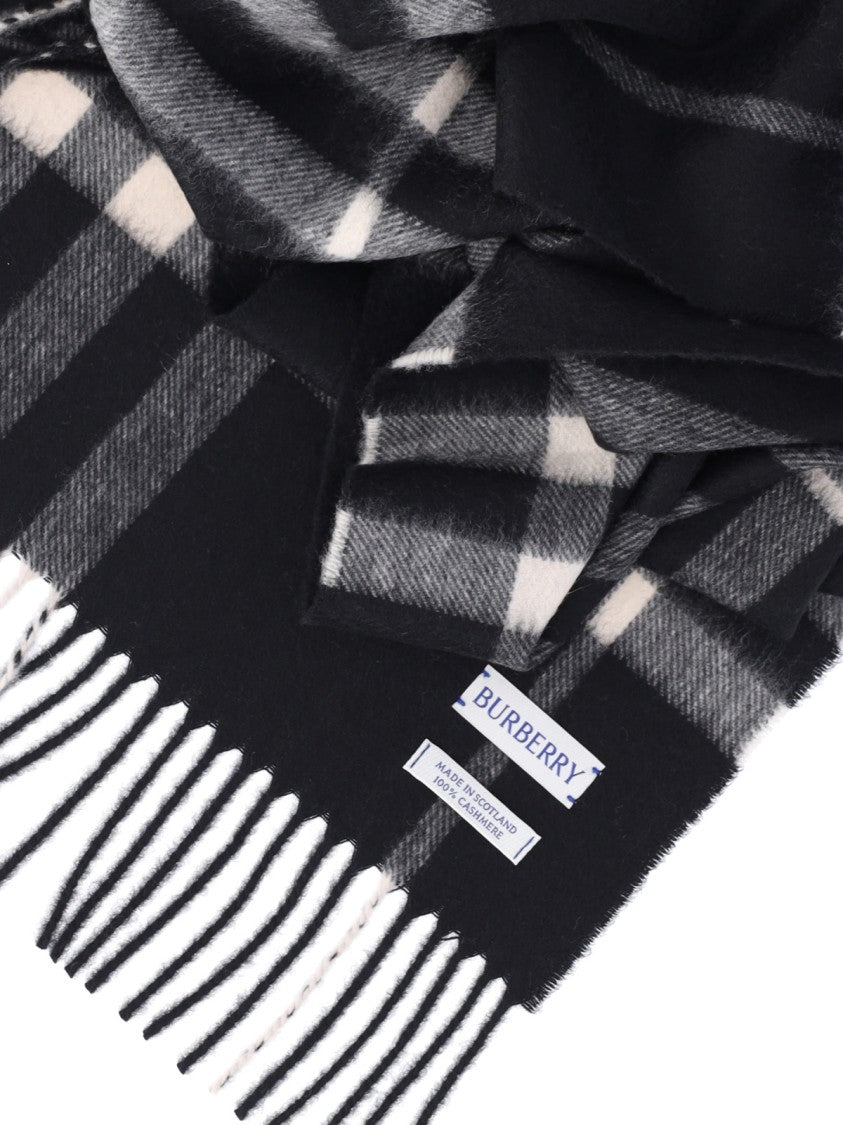 Burberry "Check" Cashmere Scarf – Black