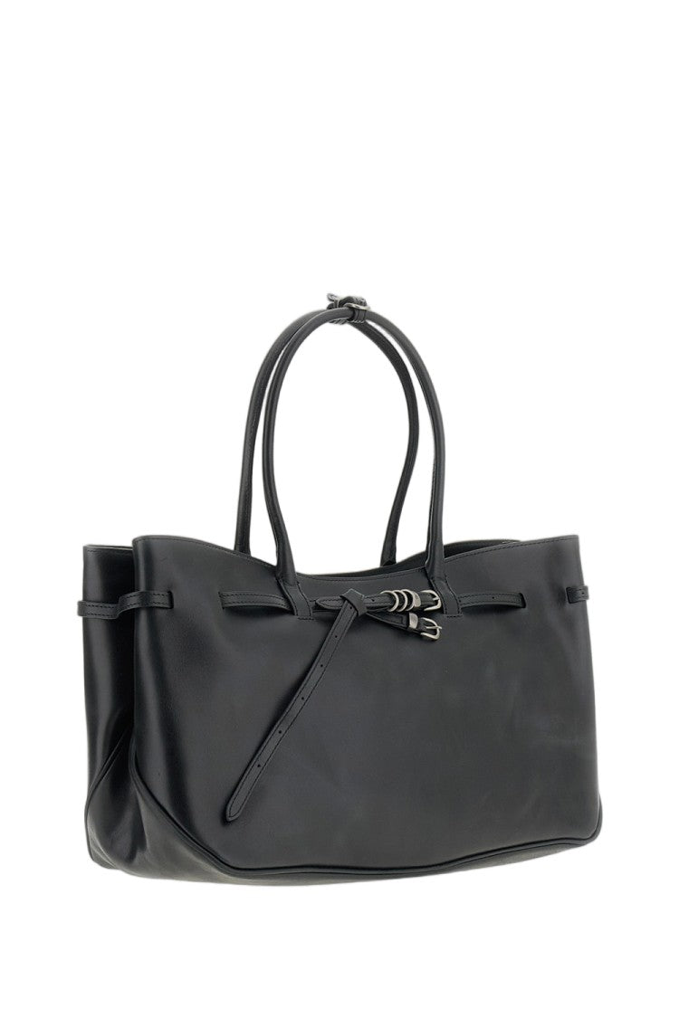 Margesherwood Black Grandma Used Large Leather Shoulder Bag