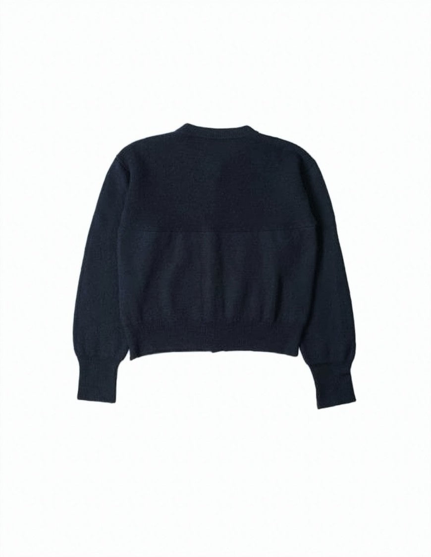 Margaret Howell Cropped Black Wool Cardigan With Button-Down Front