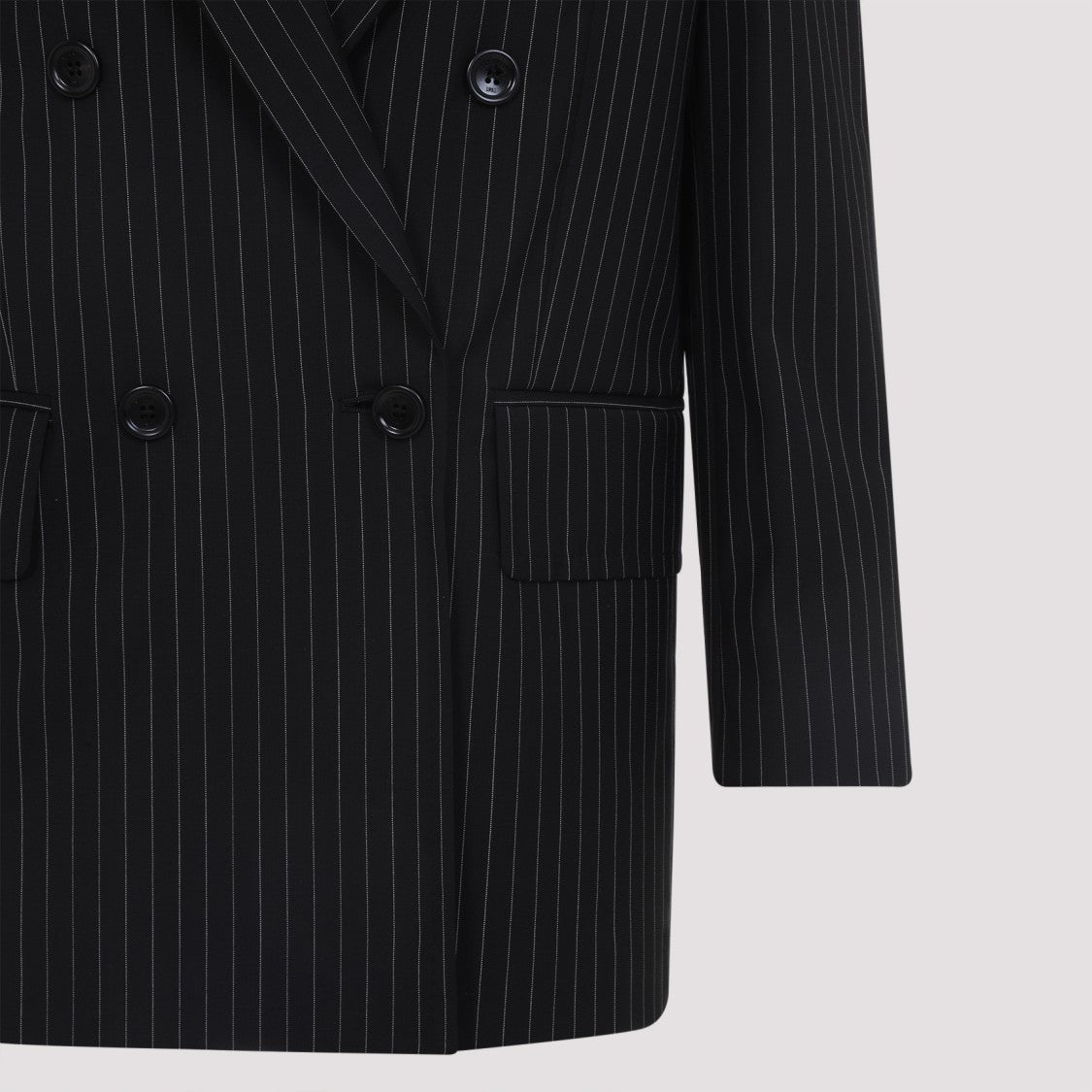 Max Mara Black Virgin Wool Double-Breasted Mattia Jacket