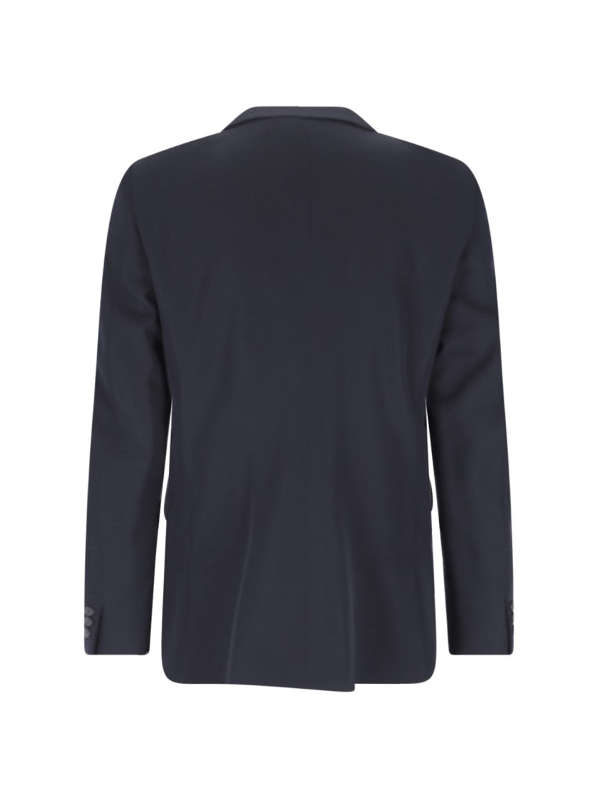 Comme Des Garçons Navy Double-Breasted Wool Fabric Blazer