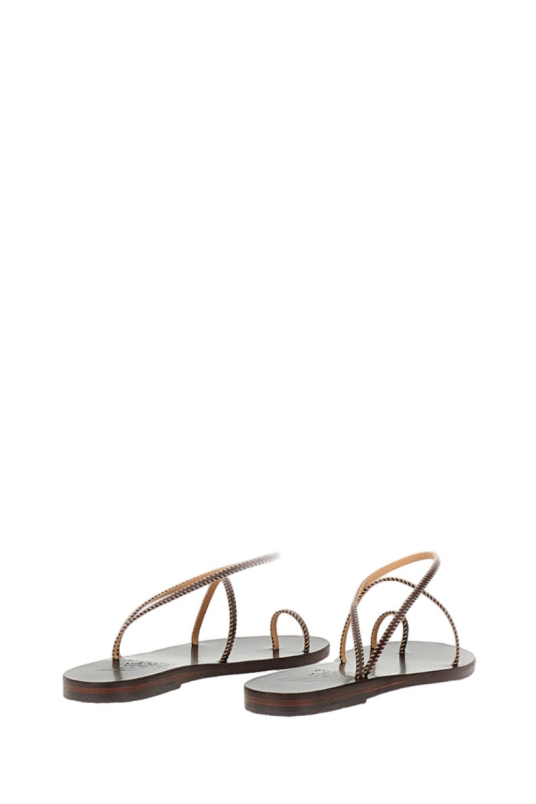 Ancient Greek Sandals Brown Eleftheria Stitch Leather Sandals
