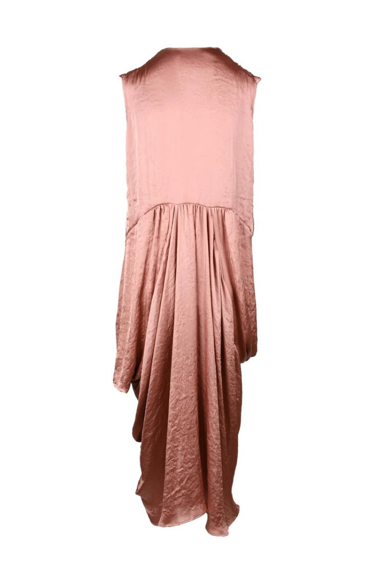 Collection Privee? Asymmetrical Draped Long Dress With Satin Finish