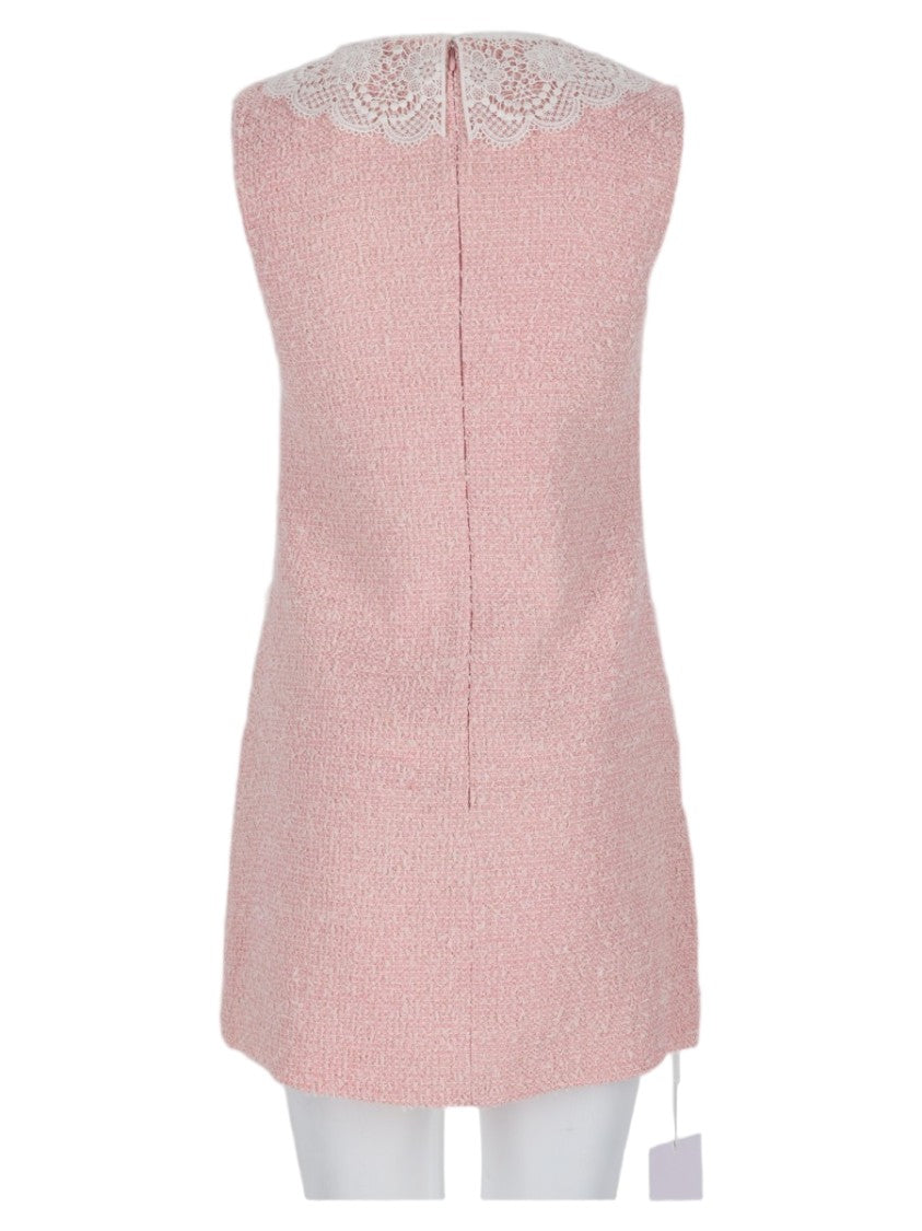 Self-Portrait Textured Mini Dress With Lace Collar And Shimmering Accents