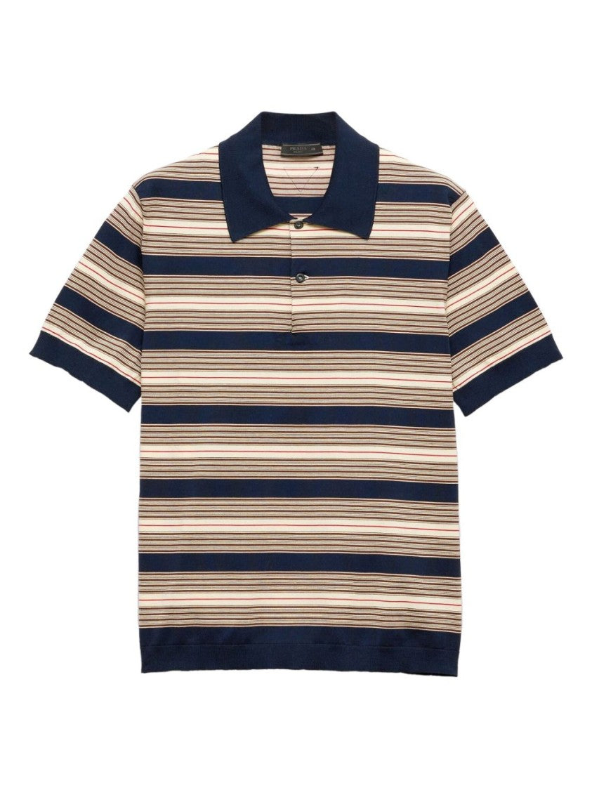 Prada Striped Cotton Slim-Fit Polo Shirt