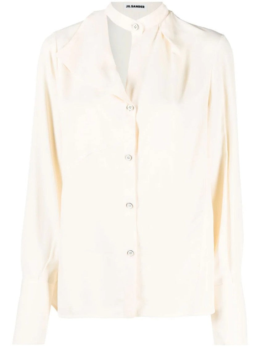 Jil Sander Beige Long Sleeve Shirt With Subtle Pleating