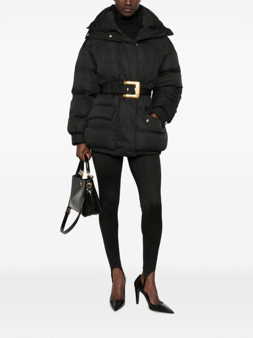 Balmain Quilted Down Coat With High Neck