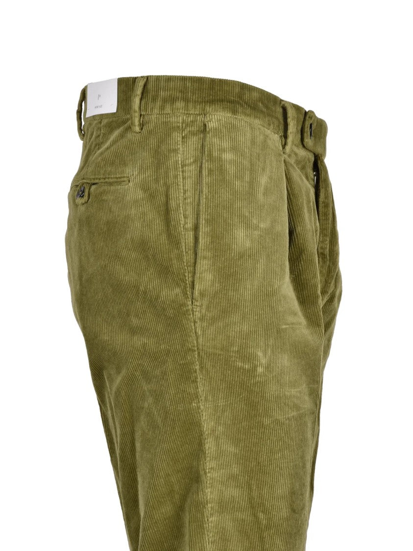 Michael Coal 1+ Slim Fit Olive Green Corduroy Trousers With Pleated Waist
