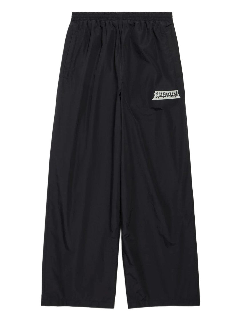 Balenciaga Black Tracksuit Loose Wide-Leg Pants