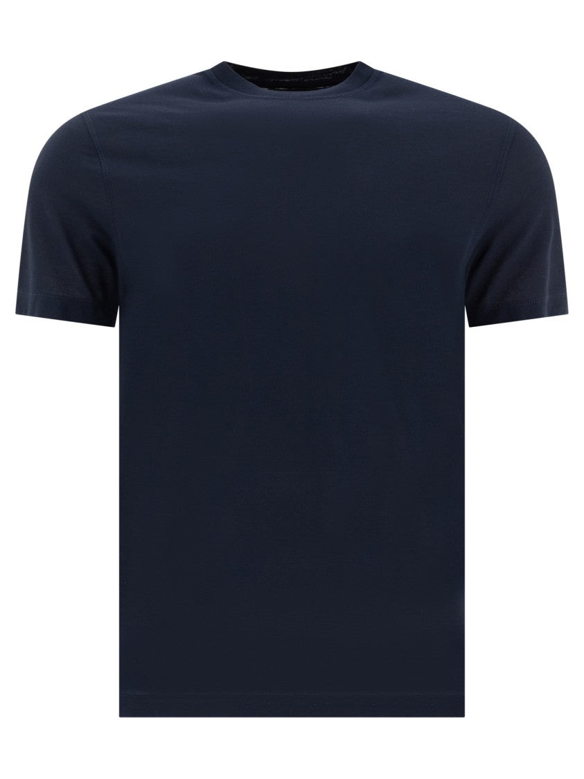 Zanone Fitted Blue Short-Sleeved T-Shirt